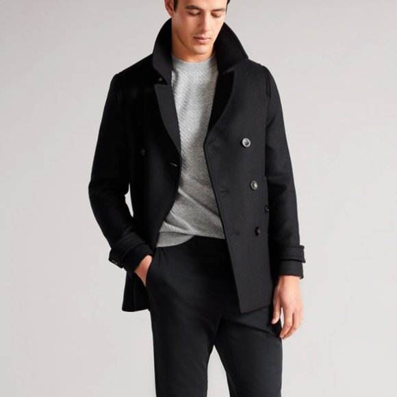 Ted Baker London Other - Ted Baker Grilldd Black Wool Blend Peacoat Men's Jacket Size 5 (US 43)